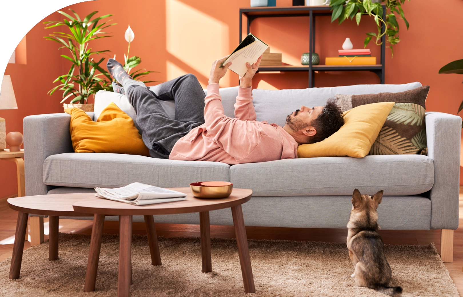 An outdoor patio with a fireplace